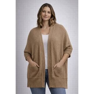 Cable & Gauge Camel Knit Open Cardigan NWT Size M/L Relaxed Fit MSRP $120